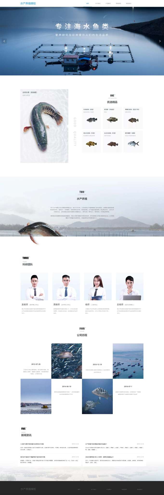 专业海鱼水产养殖自适应网站模板