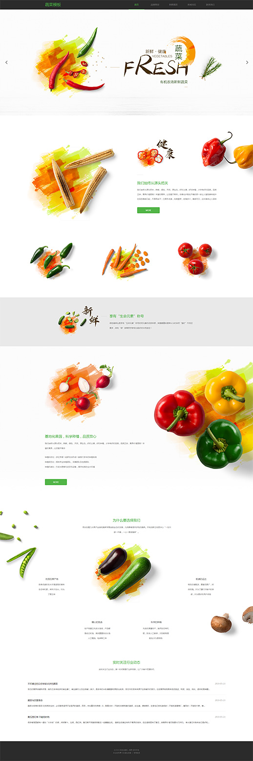 原创蔬菜水果自适应网站模板