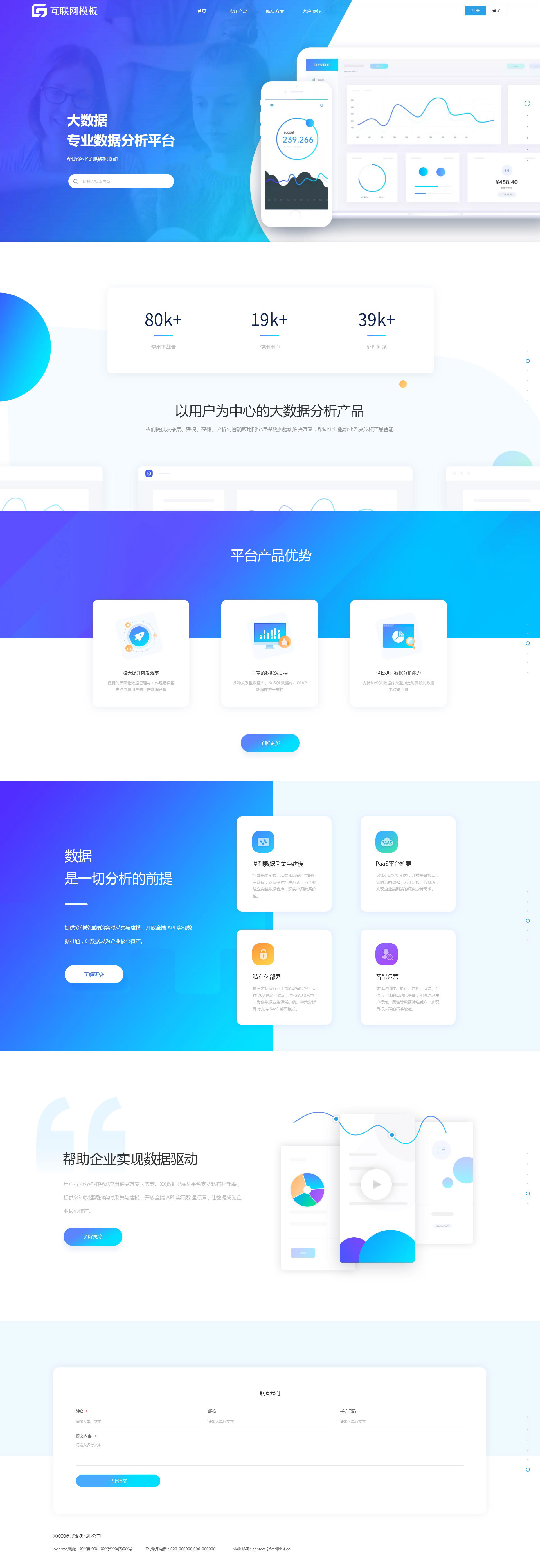 專業(yè)互聯(lián)網(wǎng)數(shù)據(jù)平臺自適應官網(wǎng)模板