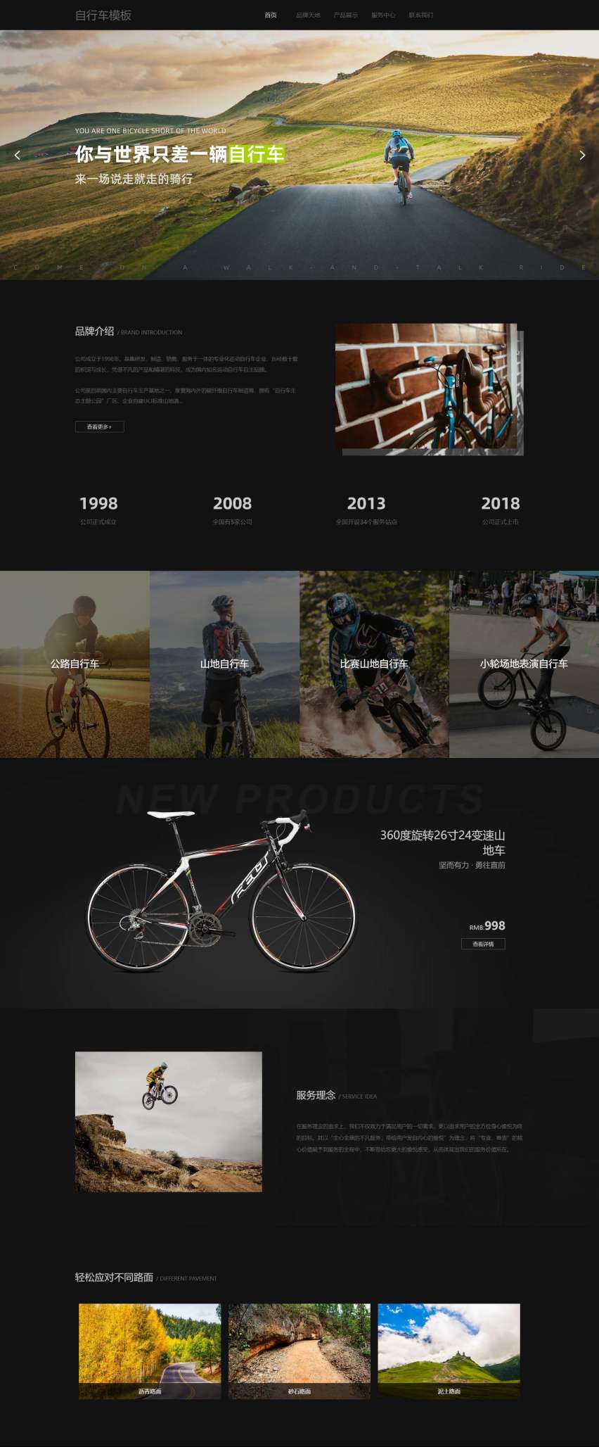 精品自行车自适应网站模板