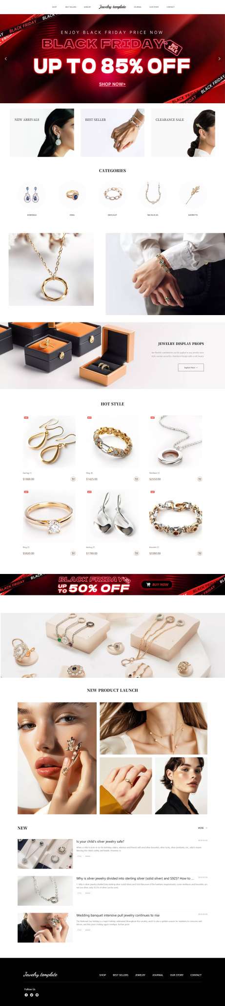 B2C-精品外贸珠宝饰品官网自适应网站模板