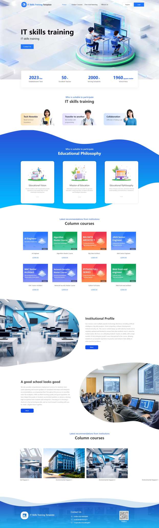 高端IT科技技能培训机构自适应网站模板
