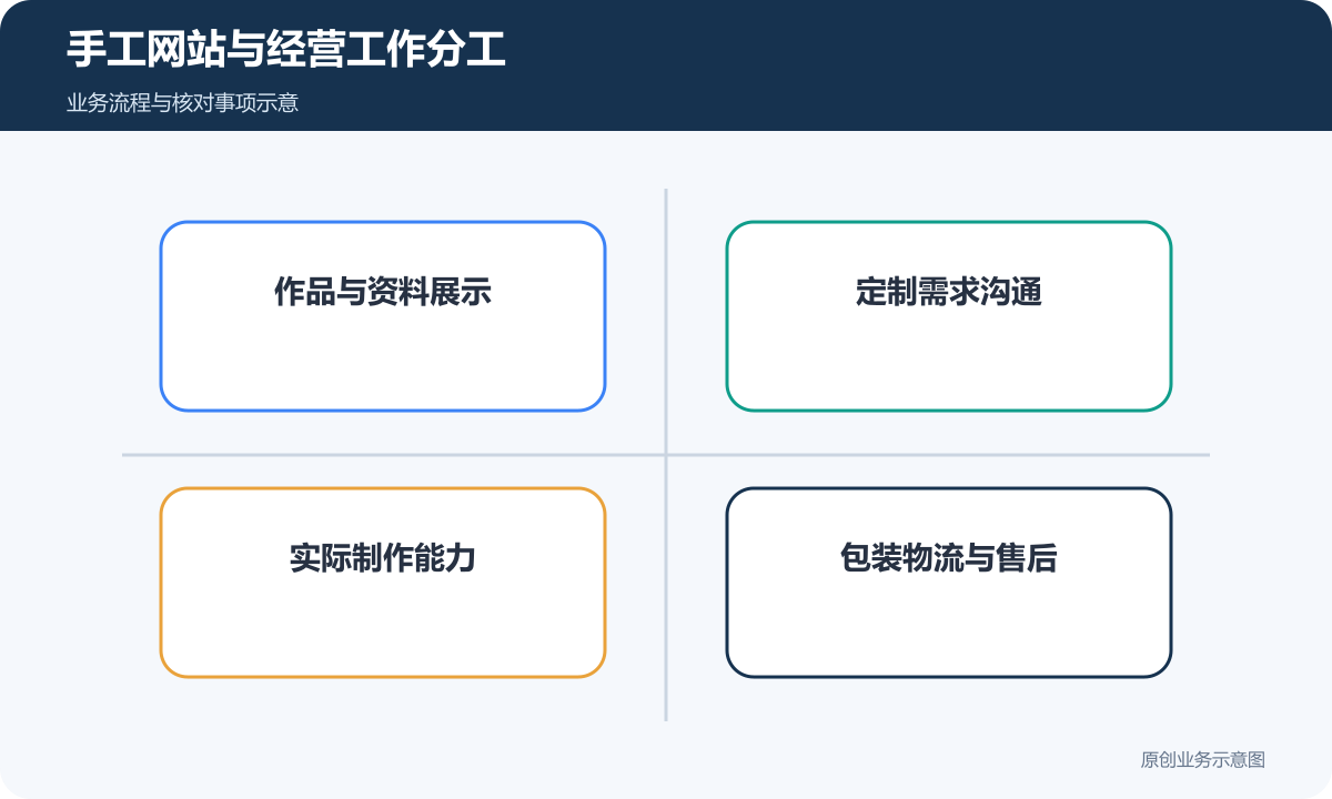 手工网站采购区分展示、定制沟通、制作和履约