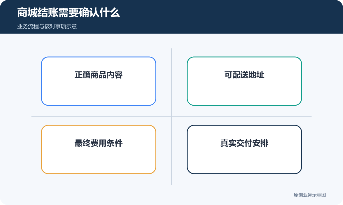 商城结账分别确认商品、地址、费用和交付条件