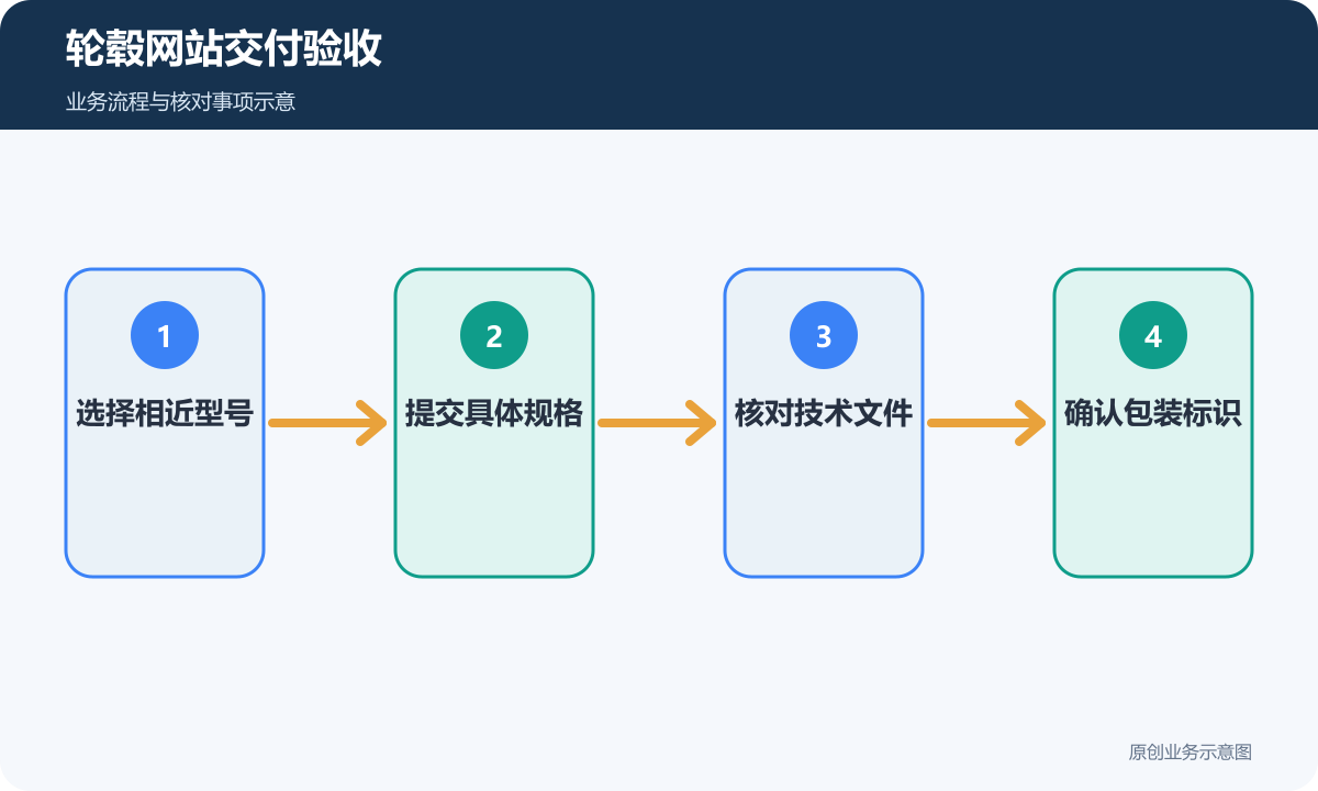 轮毂站验收核对相近型号、询盘配置、文件与包装标识