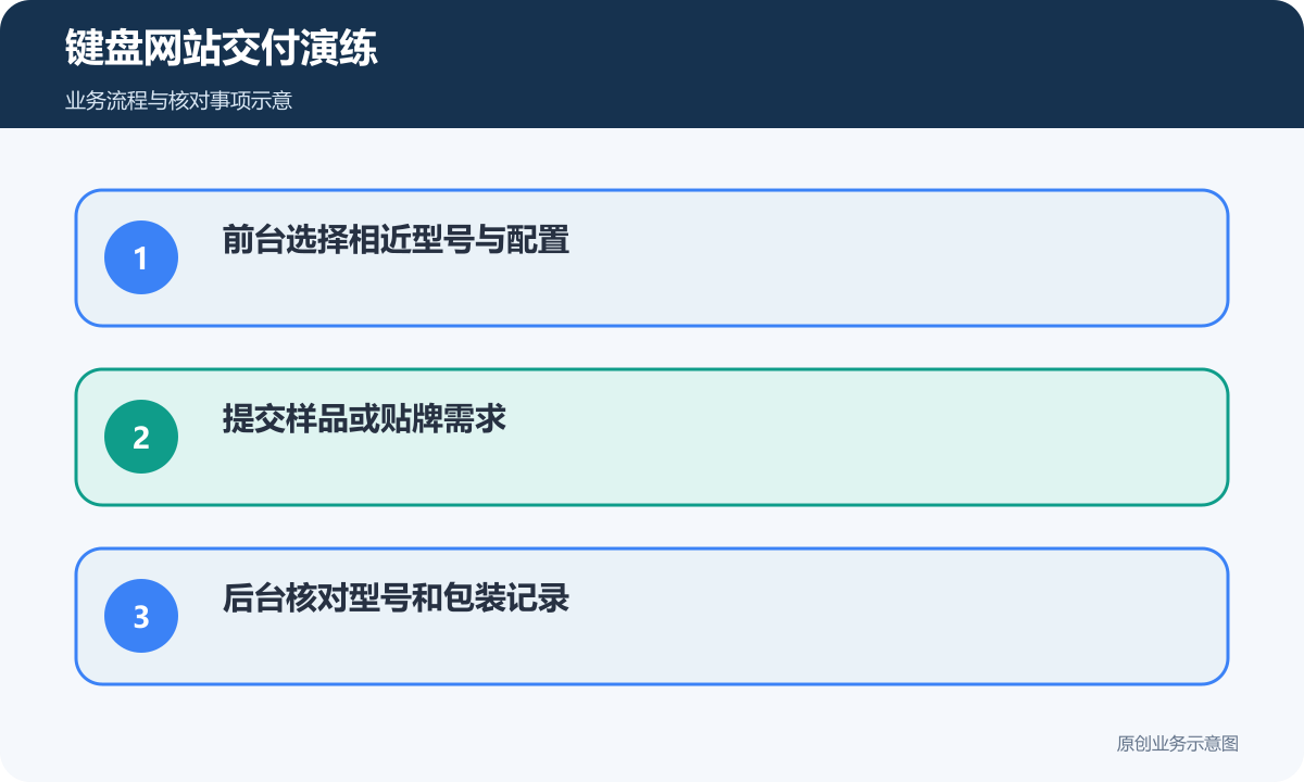 键盘出口网站交付同时检查前台型号选择和后台配置记录