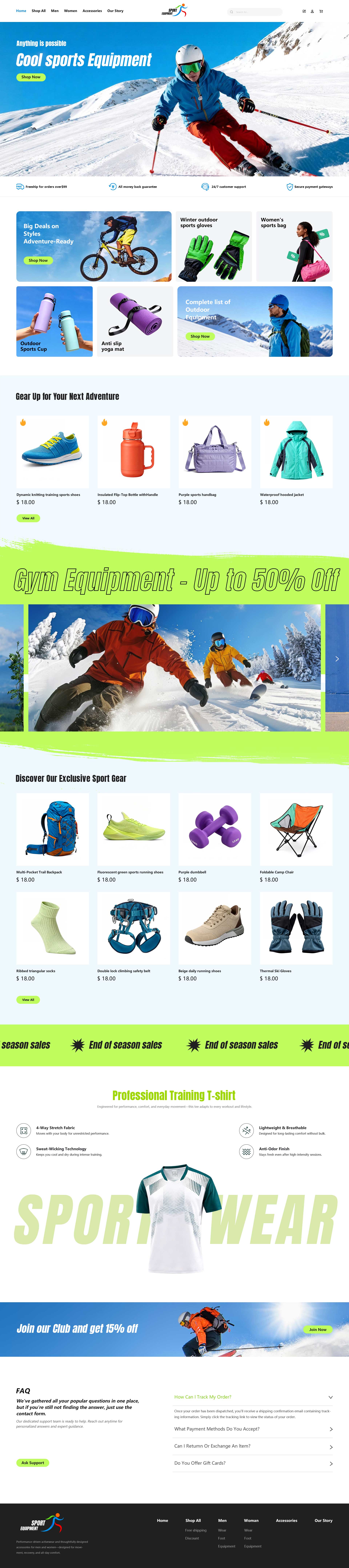 B2C-个性运动装备自适应网页模板