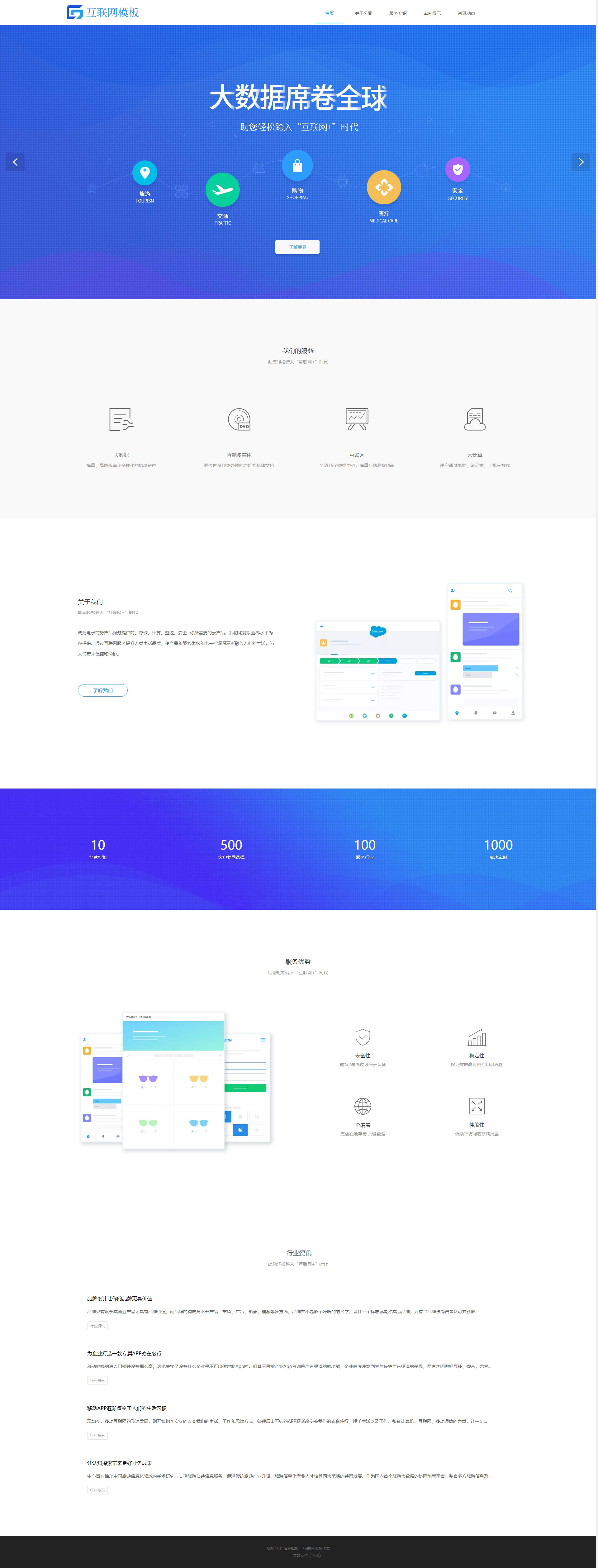 优质互联网数据分析自适应网页模板