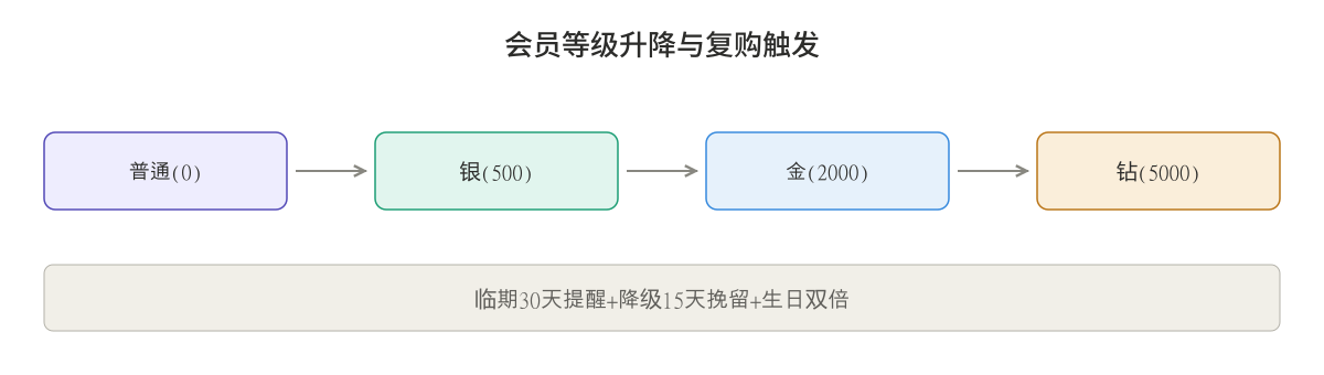 会员等级升降与复购触发机制图