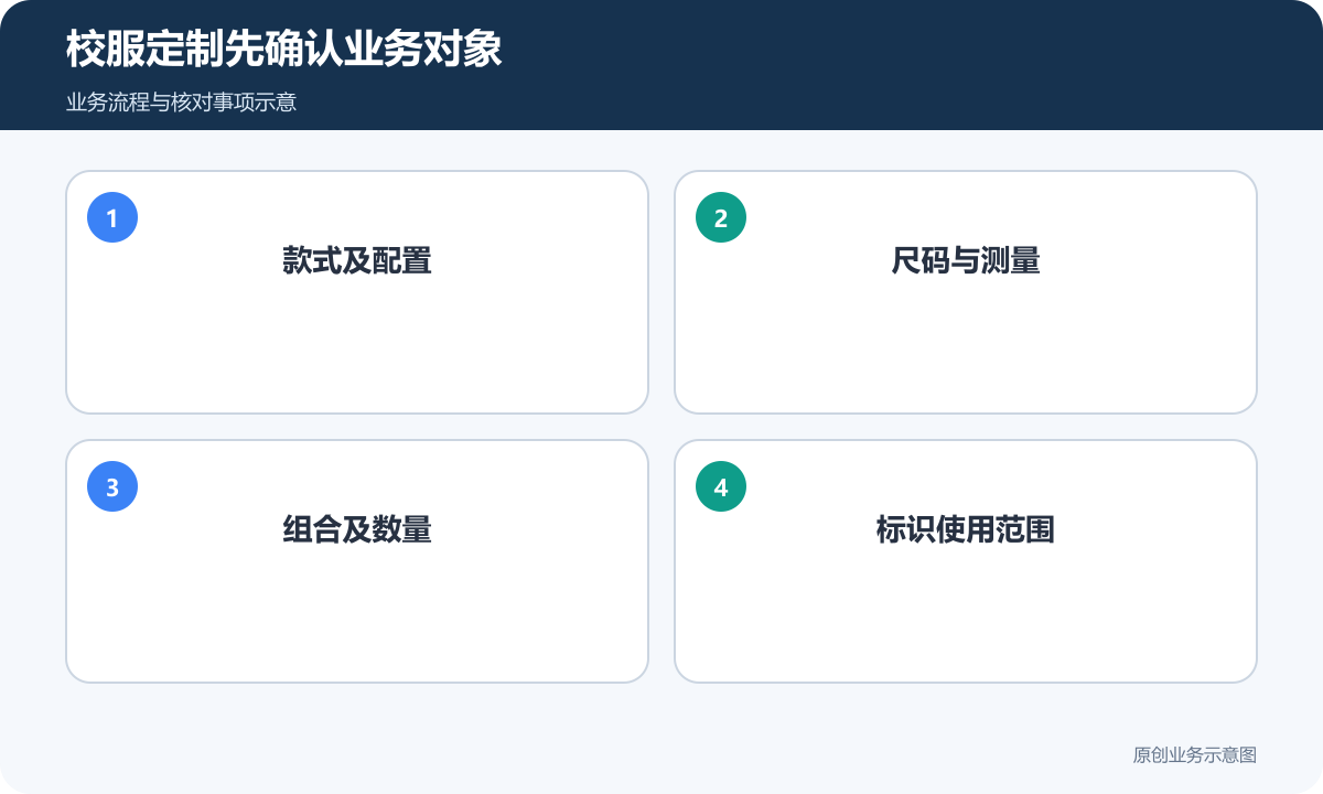 校服定制先核对款式、尺码、组合数量与标识范围